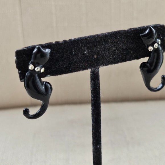 Cat Earrings Women Ear Jewelry Black Tone Fashion Jewelry Earrings - Picture 4 of 10